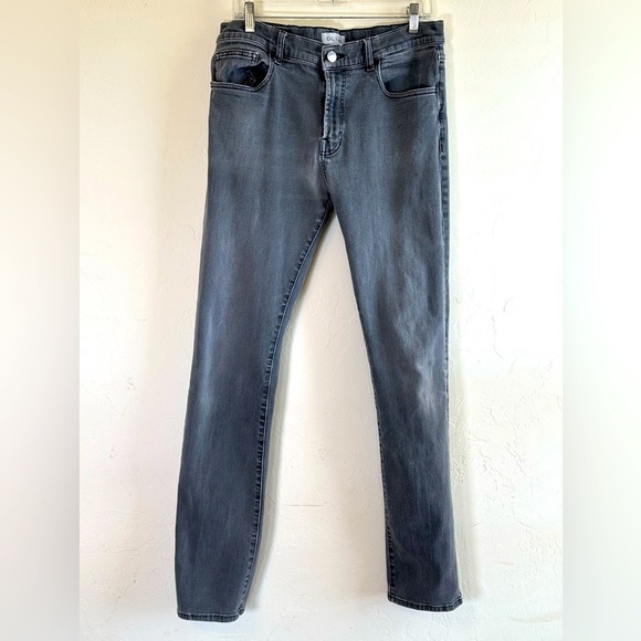 D L 1961 Dylan Skinny Sawyer Distressed Gray/Black Jeans Sz 34x33 - Picture 1 of 12